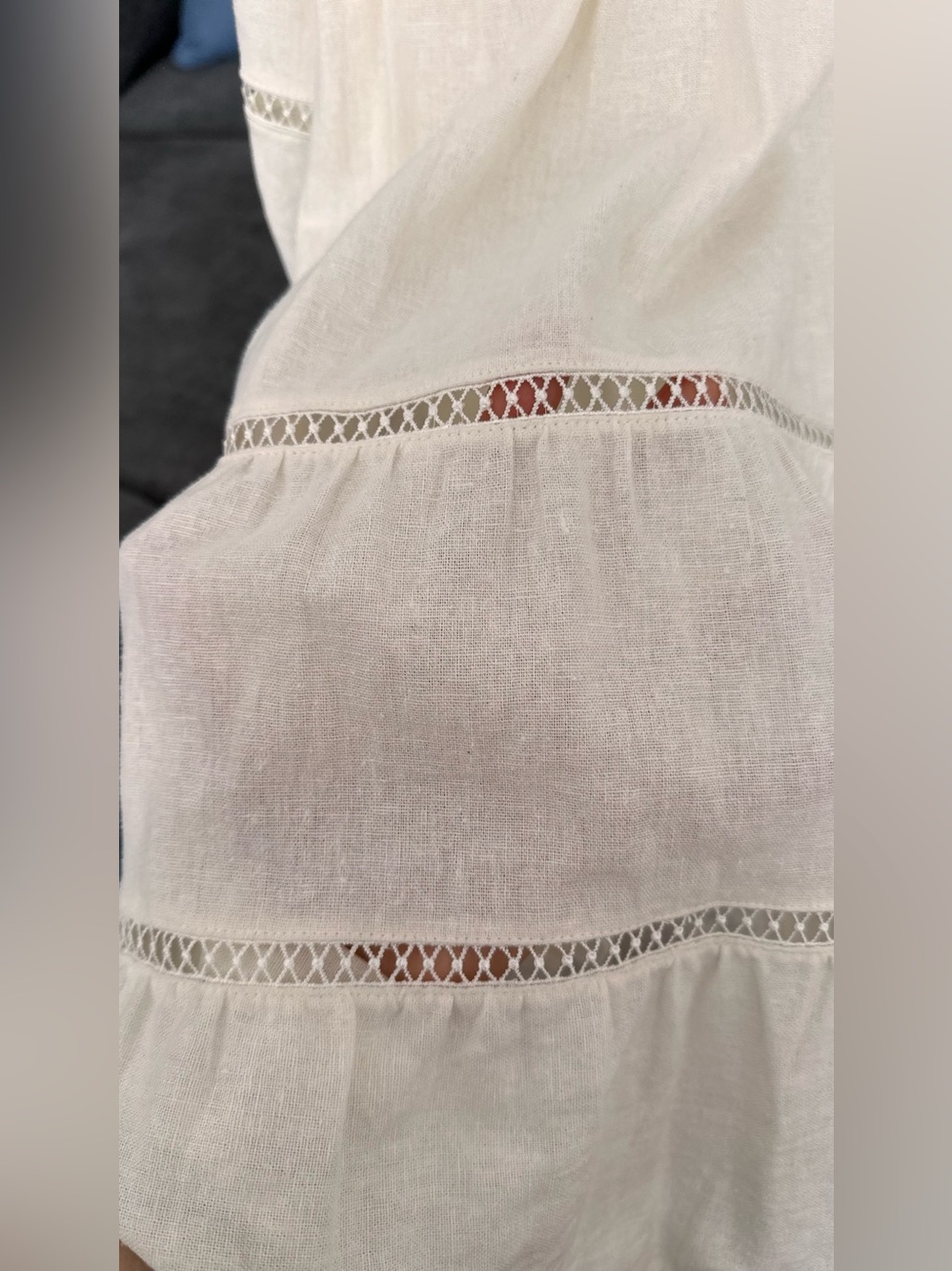 TAYLOR Ivory Linen Blend Tiered Midi Dress – NWT, Size 10 - Picture 10 of 11